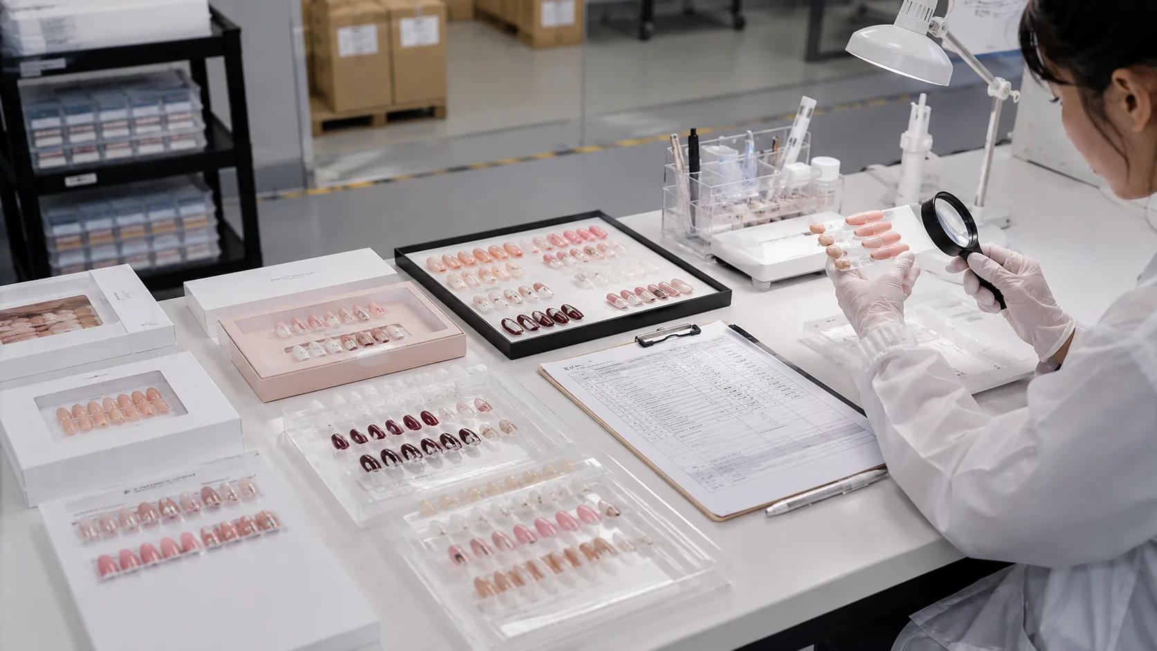Size and shape inspection for press-on nail products during quality control