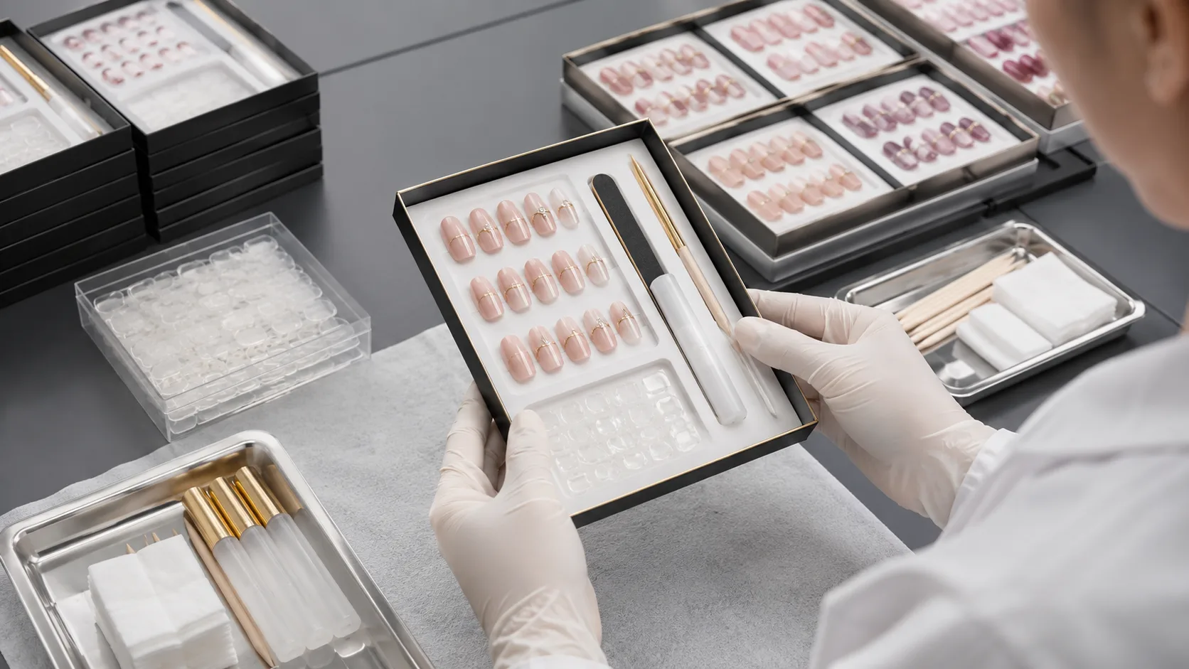 Accessory and packaging inspection for private-label press-on nail orders