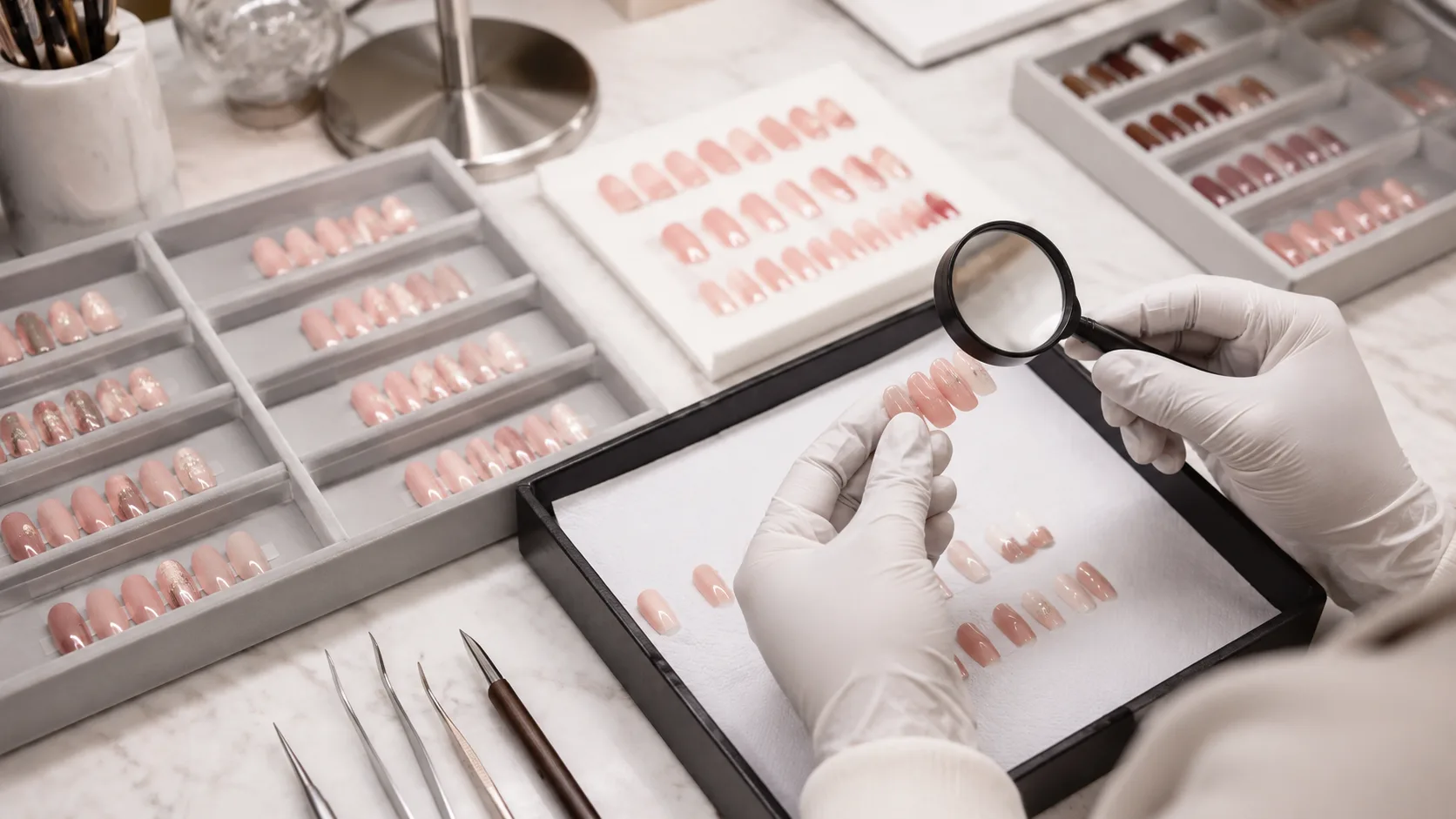 Inspection report and buyer communication for press-on nail order review